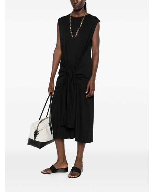 Totême Black Knotted Sleeveless Midi Dress