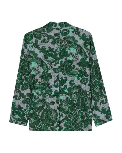 Pierre Louis Mascia Green Adanastr Floral-print Belted Blazer