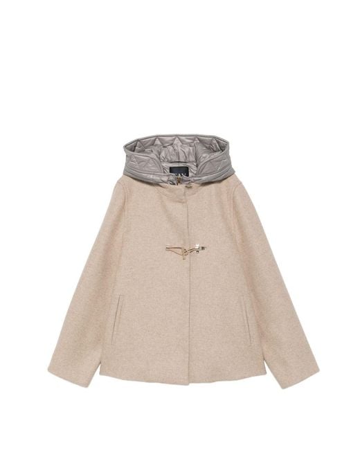 Fay Natural Wool Hooded Cape