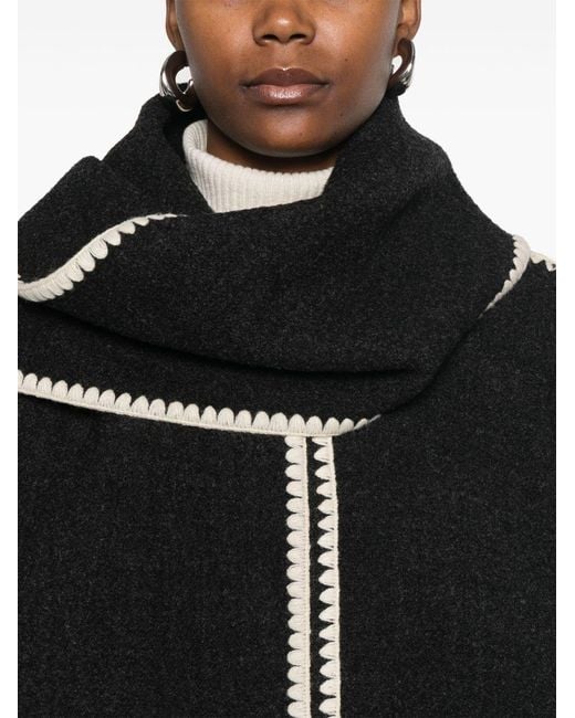 Totême  Blue Embroidered Scarf Wool Jacket