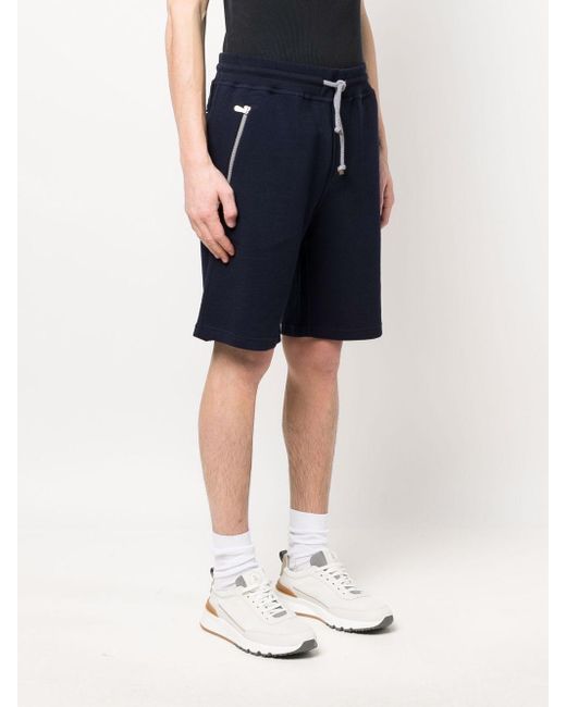 Brunello Cucinelli Blue Cotton Shorts for men