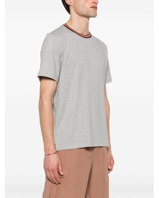 Paul Smith Gray Stripe-Trim Organic Cotton T-Shirt for men