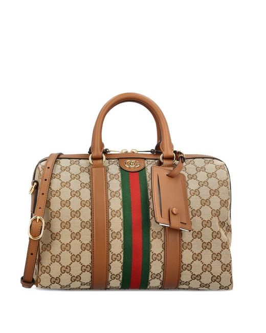 Gucci Brown Ophidia Gg Boston Bag