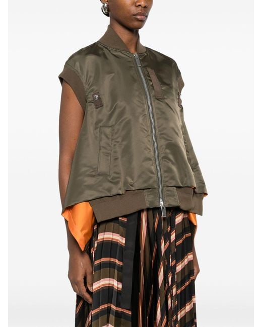 Sacai Brown Nylon Zipped Vest