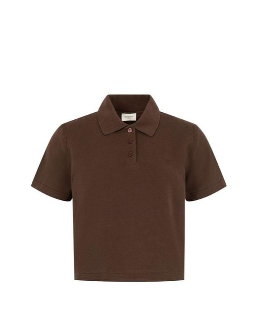 Saint Laurent Brown Cotton Polo Shirt