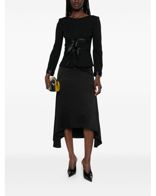Emporio Armani Black Bow-Detail Collarless Jacket