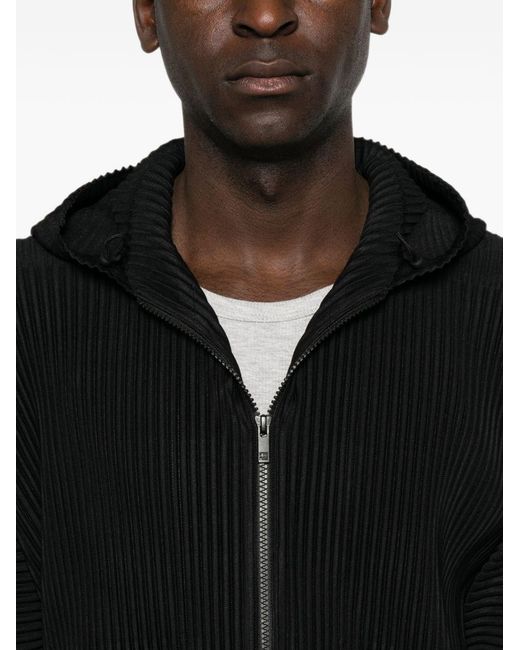 Homme Plissé Issey Miyake Black Pleated Hoodie for men