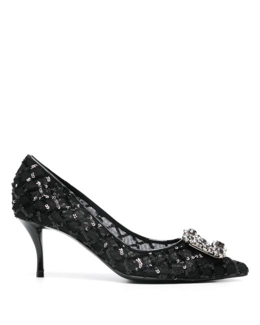 Roger Vivier Black Flower Strass Pumps