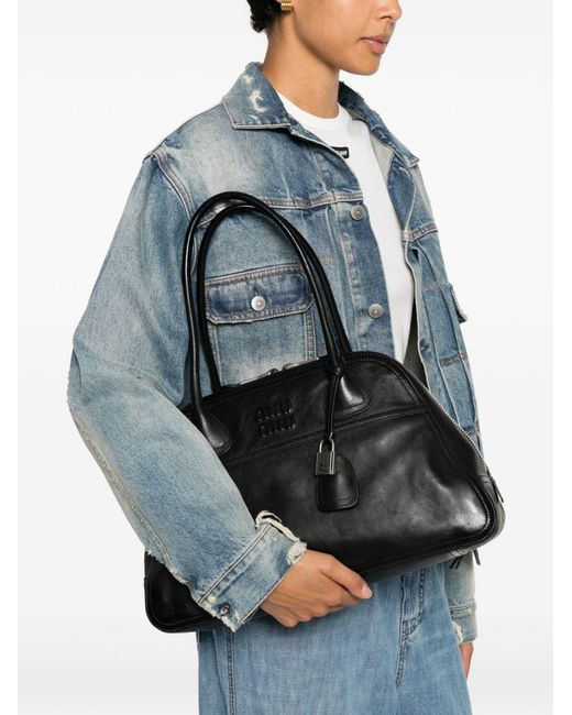 Miu Miu Black Vivant Leather Handbag