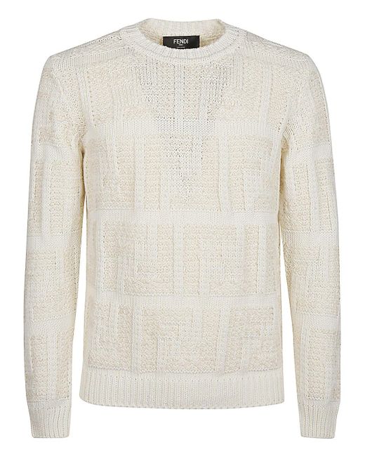 Fendi White Inlaid Sweater for men