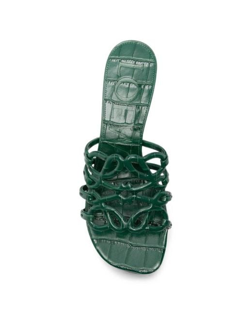 Loewe Green Petal Anagram Leather Mules