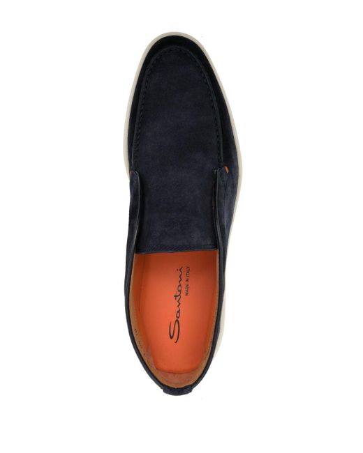 Santoni Blue Leather Boot for men