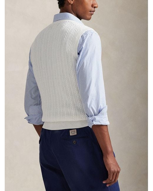 Polo Ralph Lauren White Cable-Knit Vest With Logo for men