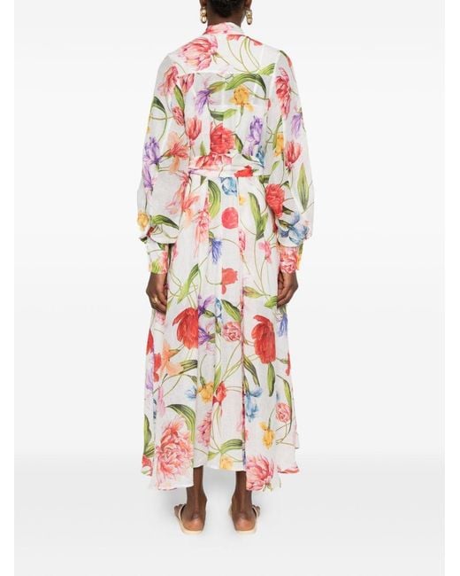 Lavi White Printed Long Dress