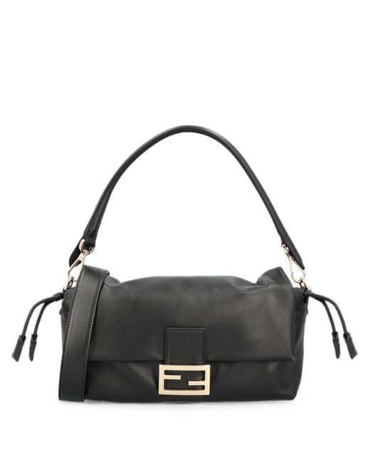 Fendi Black Baguette Medium Leather Handbag