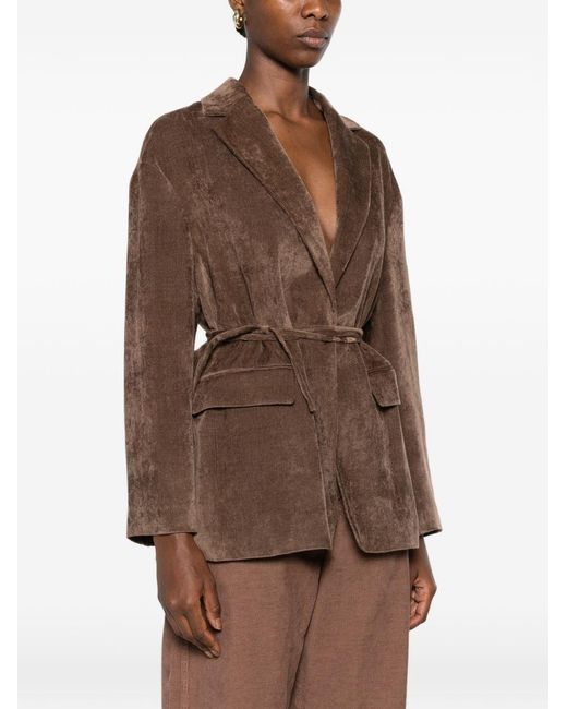 Brunello Cucinelli Brown Velvet Belted Jacket