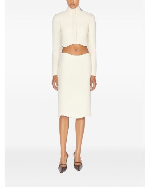 Alaïa White Wool Midi Skirt