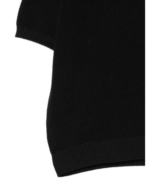 DUNST Black Cotton And Linen Polo Shirt
