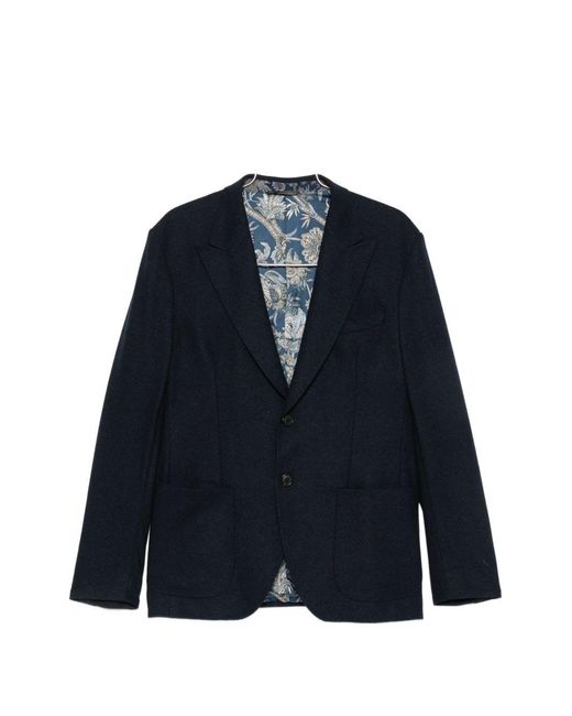 Etro Blue Single-Breasted Jacket for men