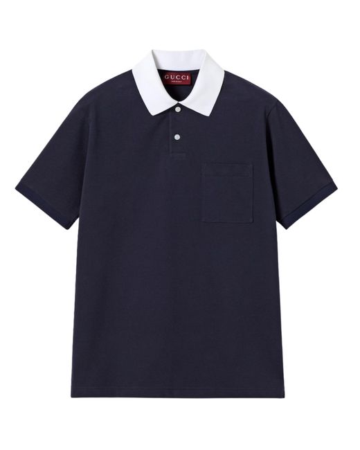 Gucci Blue Stretch Cotton Pique Polo Shirt for men
