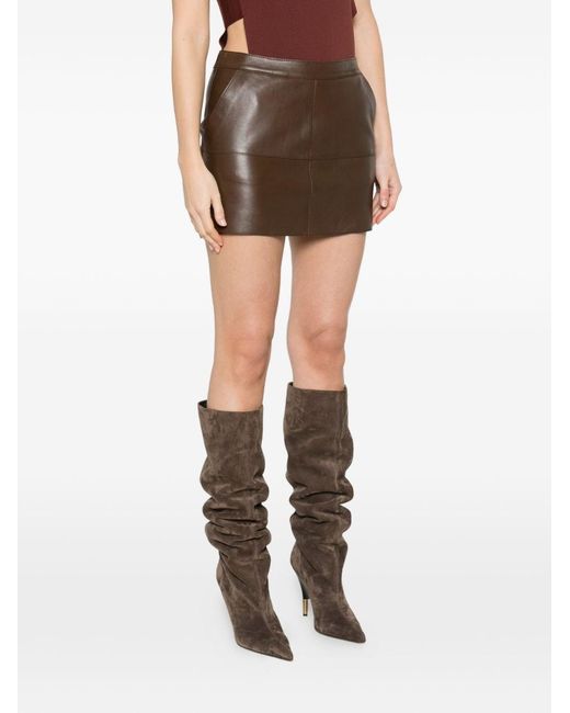 P.A.R.O.S.H. Brown Leather Mini Skirt