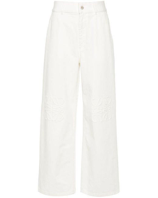 Loewe-Paulas Ibiza White Anagram baggy Denim Jeans