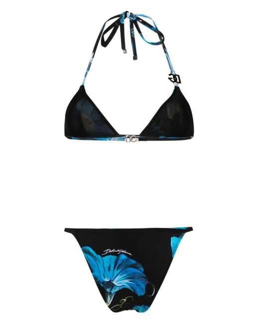 Set bikini a fiori di Dolce & Gabbana in Blue