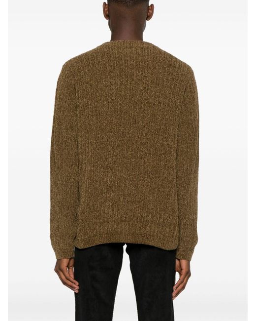 Fred Perry Brown Logo Chenille Crewneck Jumper for men