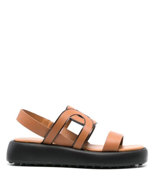 Tod's Brown Leather Platform Sandals