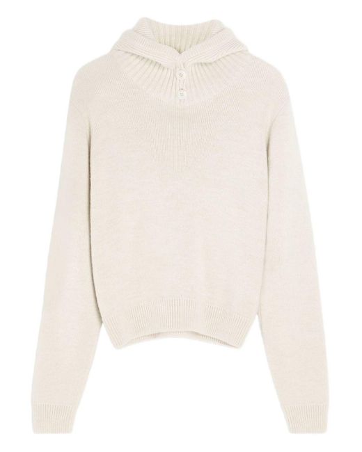 Lemaire White Wool Hooded Sweatshirt