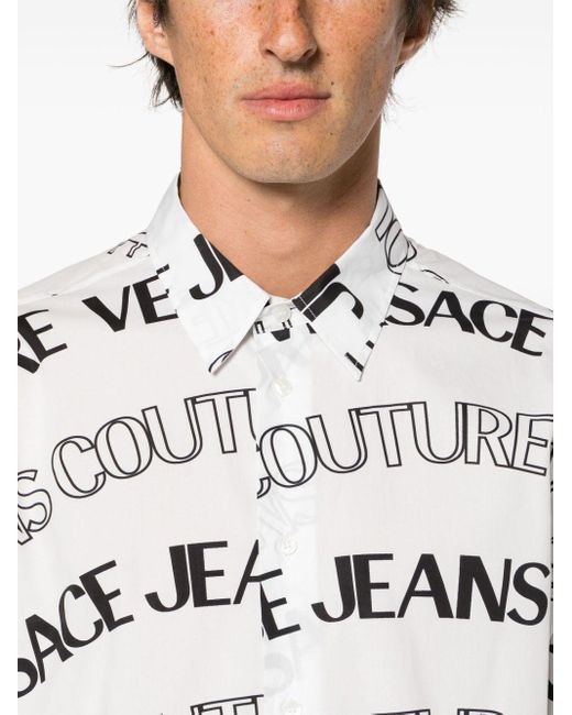 Versace White Logo-print Cotton Shirt for men