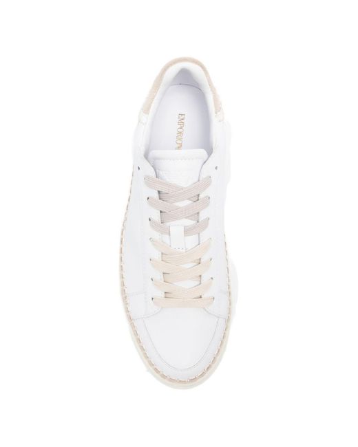 Emporio Armani White Leather Sneakers