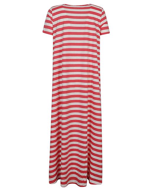 Apuntob Red Striped Cotton Long Dress