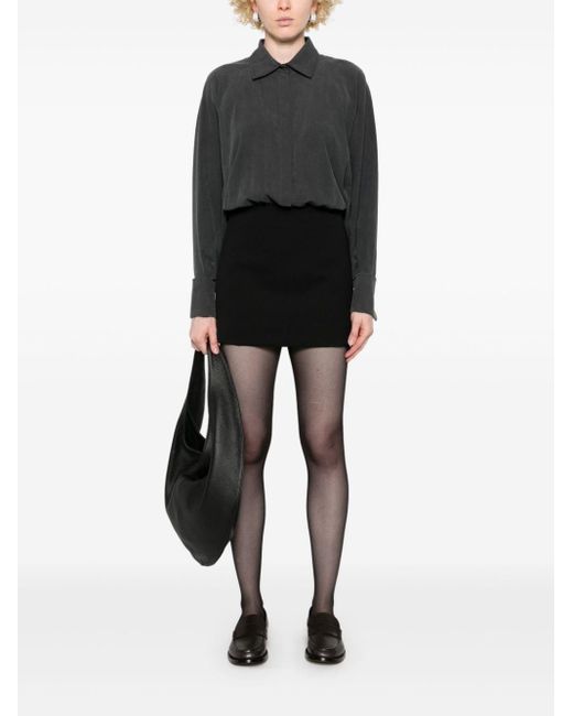 Max Mara Black Silk Mesh Batwing Bodysuit