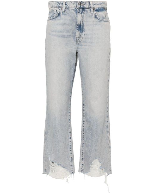 7 For All Mankind Gray Logan Cropped Denim Jeans