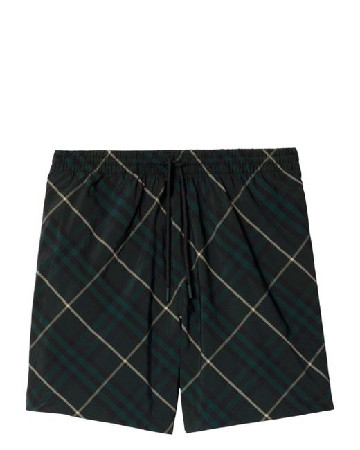 Burberry Black Check-Print Drawstring Swim Shorts for men