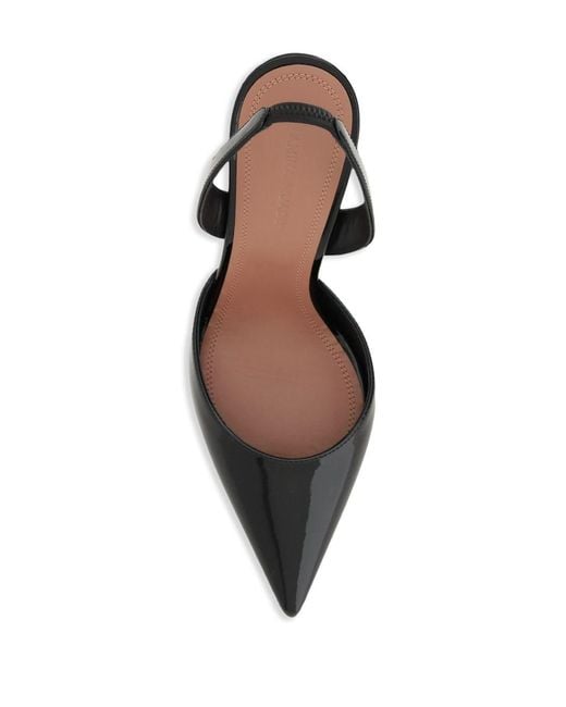 AMINA MUADDI Black Holli Patent Leather Slingback Pumps