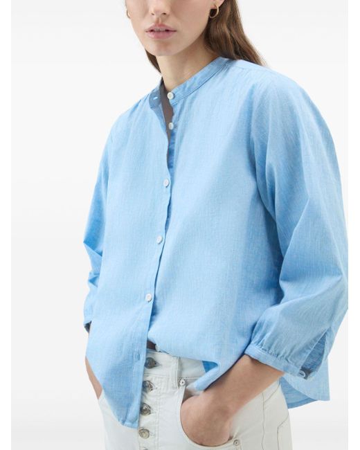 Woolrich Blue Cotton And Linen Blend Shirt