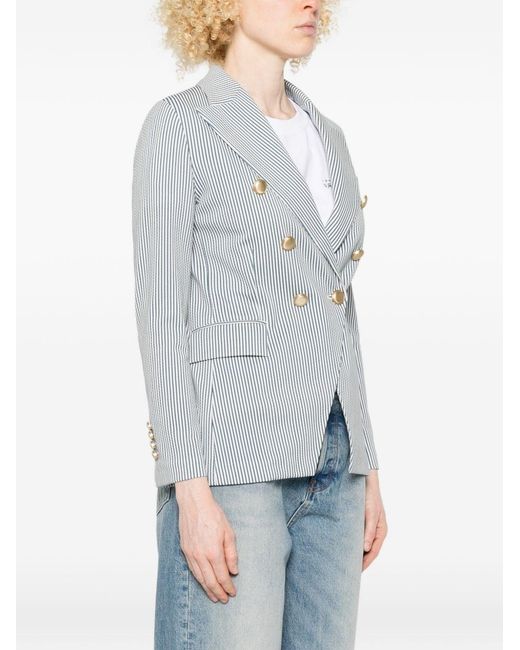Circolo 1901 Blue Striped Double-Breasted Jacket