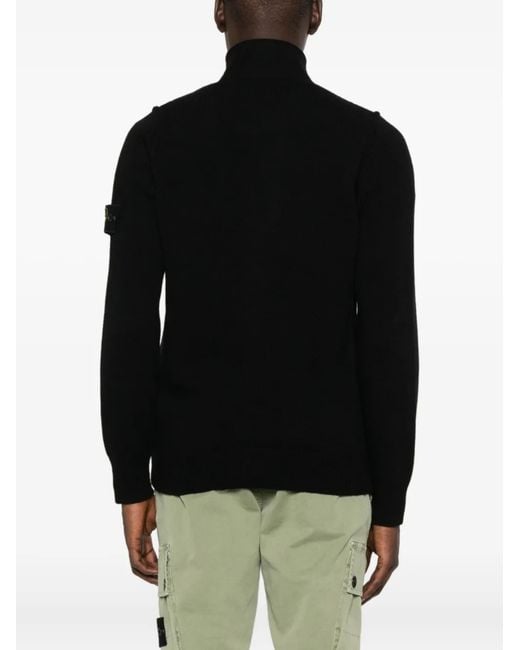 Stone Island Black Wool Cardigan for men
