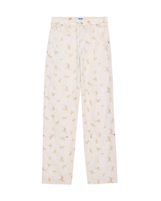 MSGM White Cotton Trousers