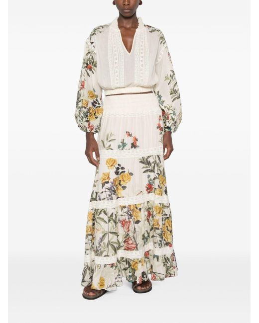 Alice + Olivia White Stevie Printed Maxi Skirt