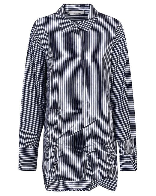Liviana Conti Blue Oversized Striped Shirt