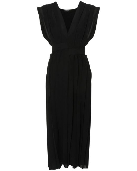 Fabiana Filippi Black Pleated Crepe Maxi Dress