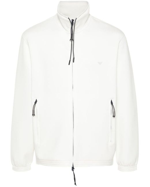 Emporio Armani White Appliqué-logo Zipped Sweatshirt for men