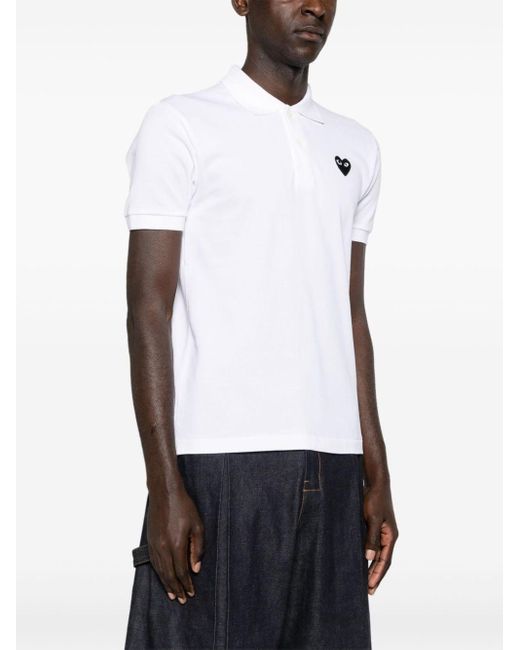 COMME DES GARÇONS PLAY White Heart-patch Cotton Polo Shirt for men