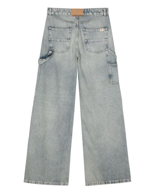 Semicouture Blue Mid-rise Wide-leg Jeans
