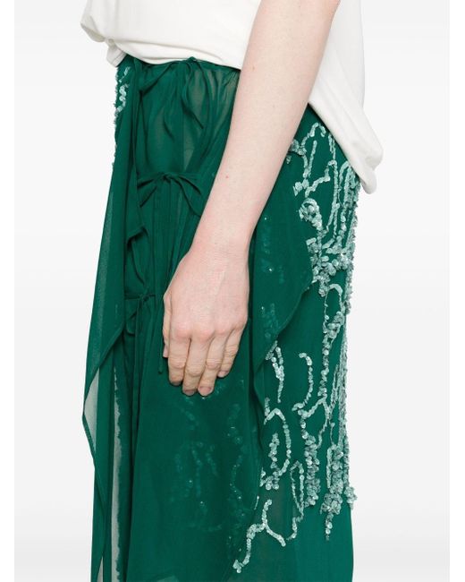Dries Van Noten Green Sima Ebmroidered Skirt