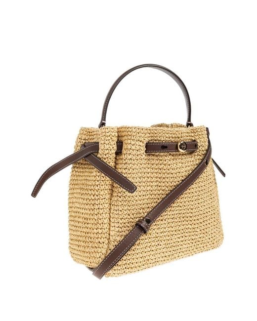 Tory Burch Metallic Romy Straw Bucket Bag