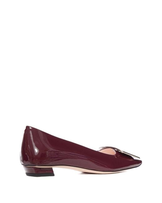 Roger Vivier Brown Belle Vivier Patent Leather Ballets